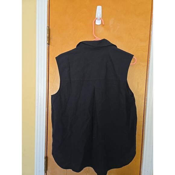 BANANA REPUBLIC Double Pocket Sleeveless Shirt-Black- NWT Women Medium - Picture 4 of 6